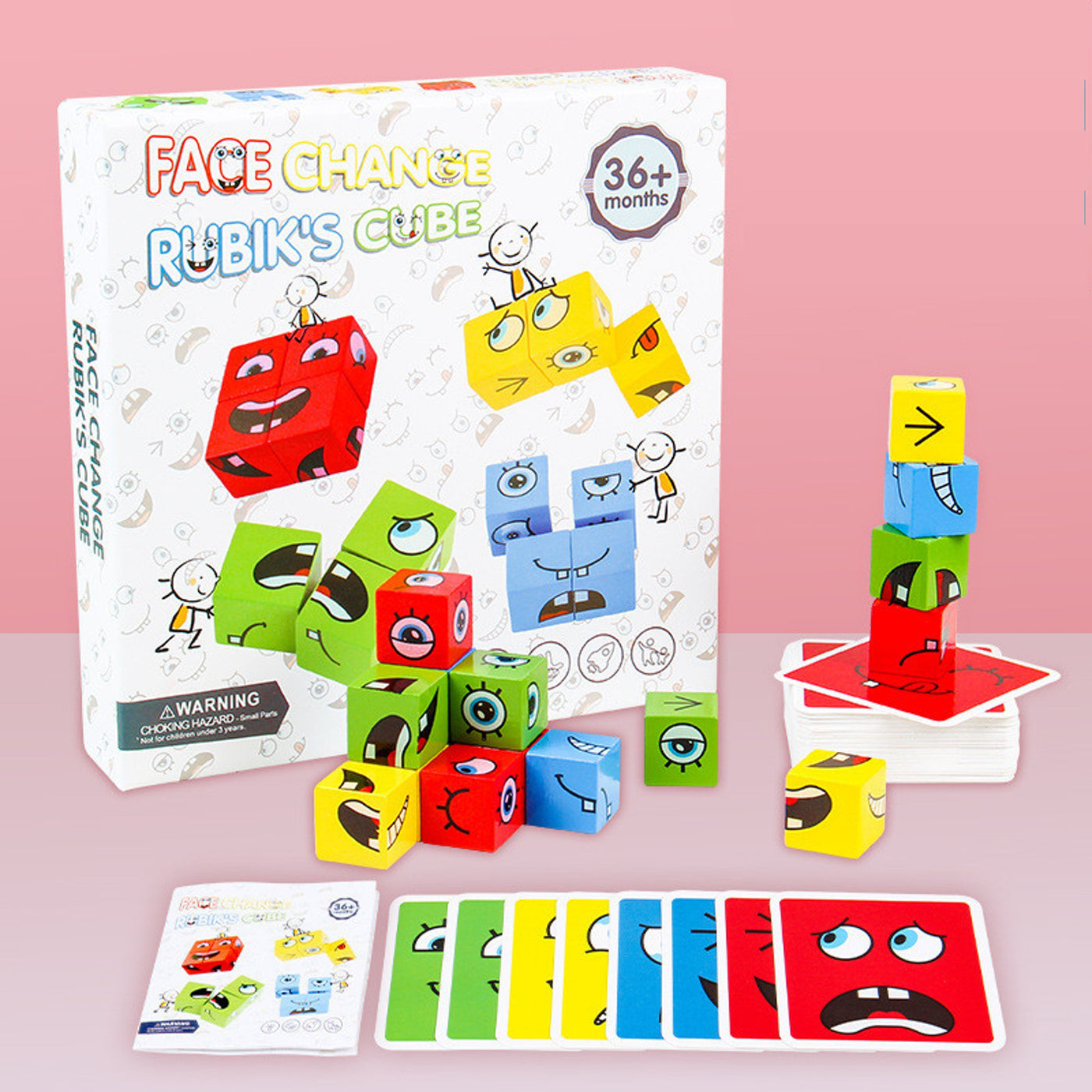 Early Education Puzzle - Wooden Blocks Face-Changing Rubik's Cube Board Game - Hamod Baby