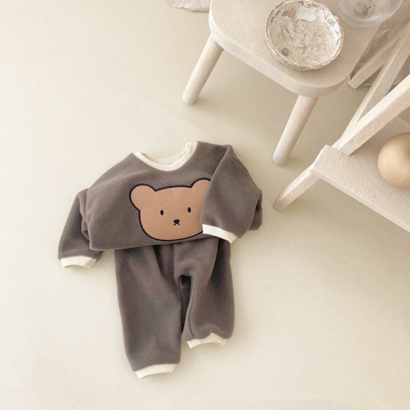 Cute Bear Hoodie Sweatpants Two-piece Set