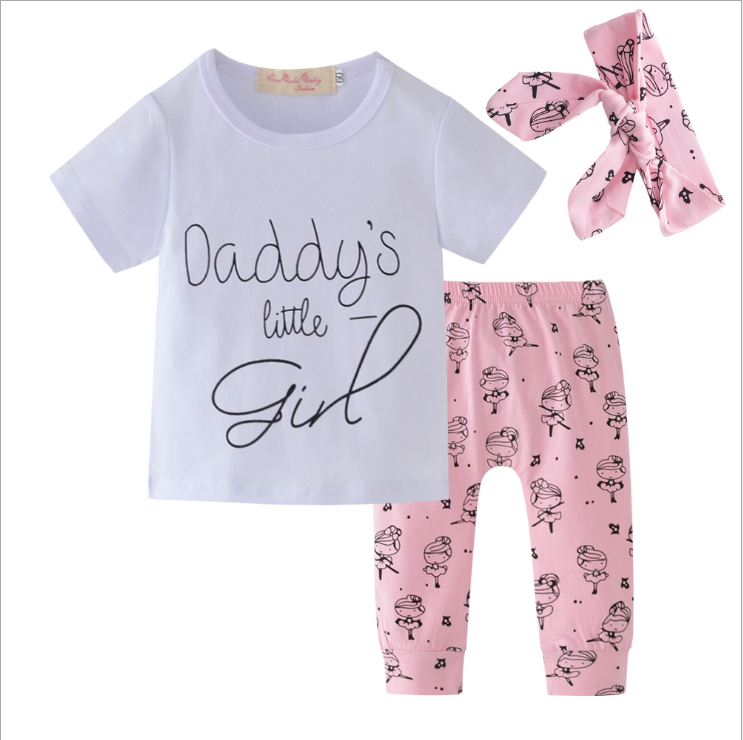Baby Girls Clothes Daddy's Little Girl T-shirt Clothing Set - Hamod Baby