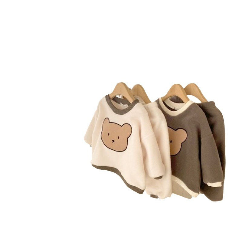 Cute Bear Hoodie Sweatpants Two-piece Set