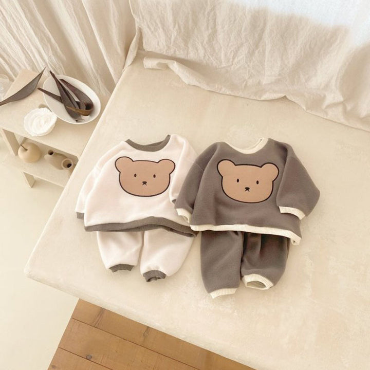 Cute Bear Hoodie Sweatpants Two-piece Set