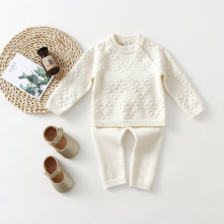 Knitted Love Solid Color Sweater And Pants Set