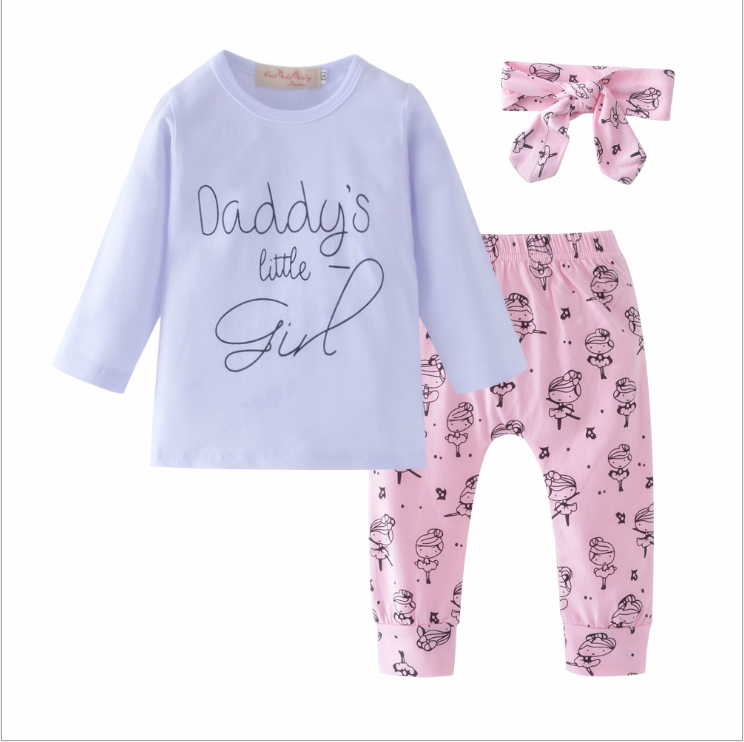 Baby Girls Clothes Daddy's Little Girl T-shirt Clothing Set - Hamod Baby