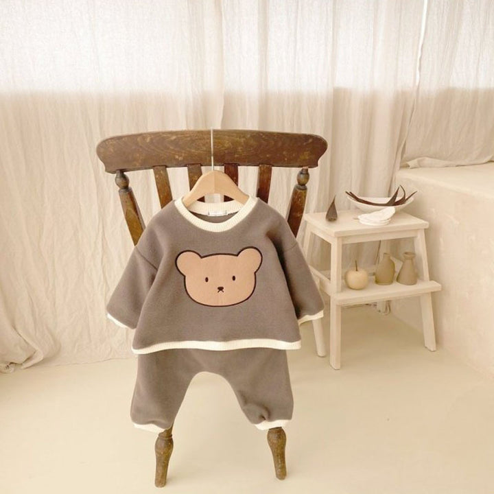 Cute Bear Hoodie Sweatpants Two-piece Set