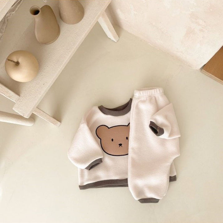 Cute Bear Hoodie Sweatpants Two-piece Set