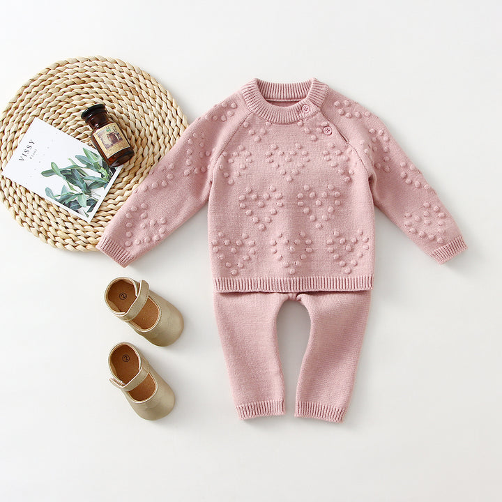 Knitted Love Solid Color Sweater And Pants Set