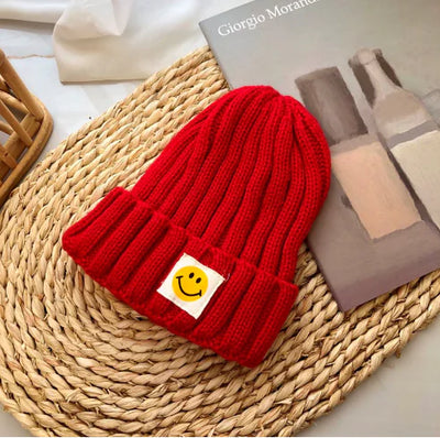Baby & Toddler Ribbed Knitted Smiley Face Beanie - Hamod Baby