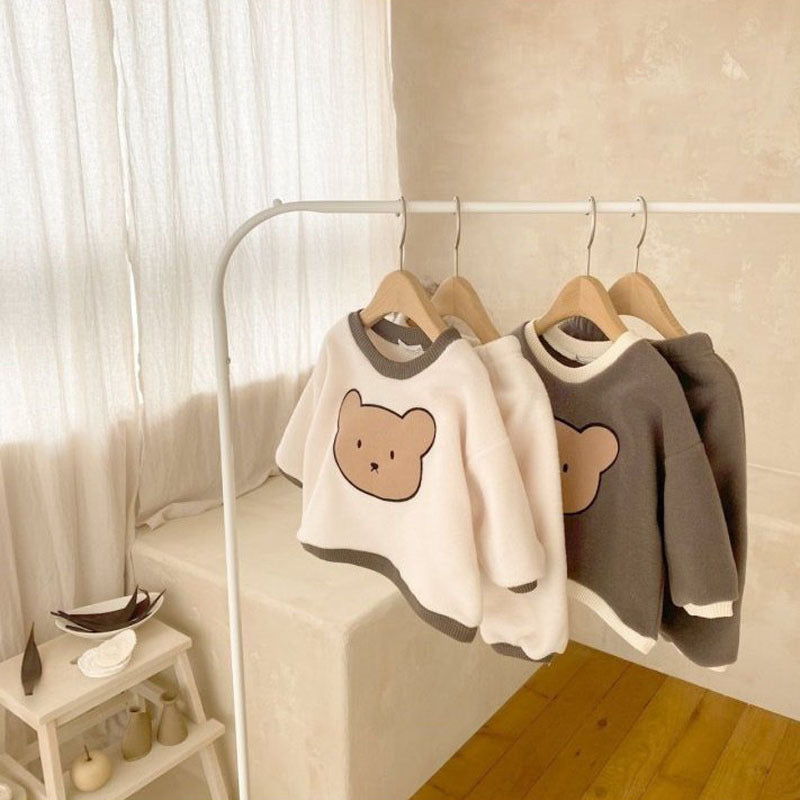 Cute Bear Hoodie Sweatpants Two-piece Set