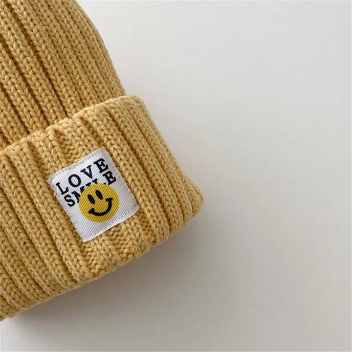 Baby & Toddler Ribbed Knitted Smiley Face Beanie - Hamod Baby