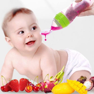 Silicone Feeding Bottle with Spoon - Hamod Baby