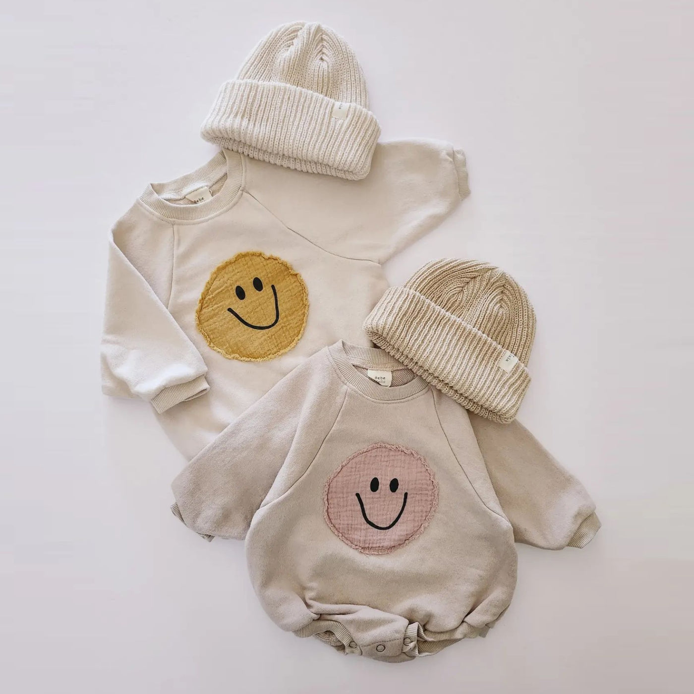 Smiley Face Sweatshirt Baby Romper - Hamod Baby